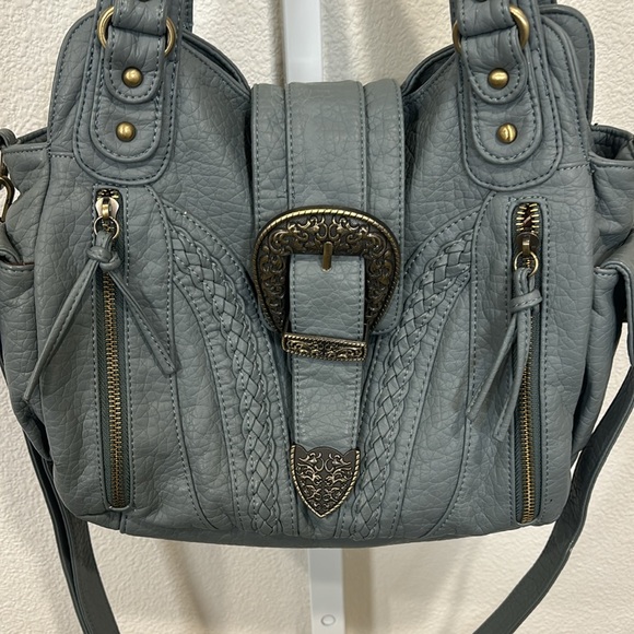 Montana West Gray/ Blue Western Style Concealed Carry Purse - Picture 2 of 7